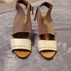 Emu Australia Cream and Tan Sandals with Perforated Design